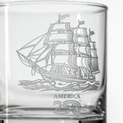 America 250 Tall Ship 10oz On the Rocks Glass detailed sand engraving by Rolf Glass