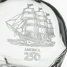 America 250 Tall Ship 23oz Whiskey Decanter detailed sand engraving by Rolf Glass