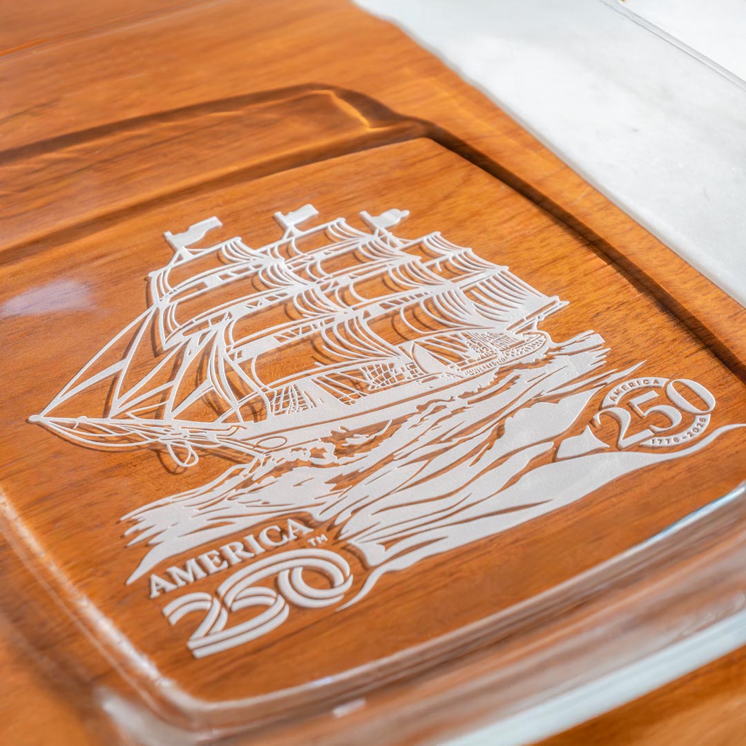 America 250 Tall Ship 10in Glass Plate by Rolf Glass