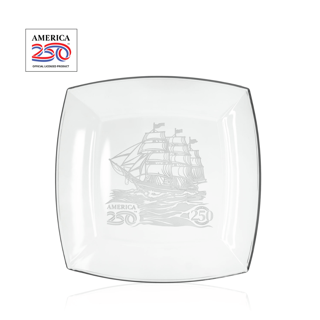 America 250 Tall Ship 10in Glass Plate by Rolf Glass with OLP