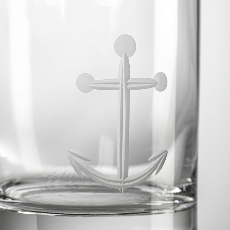 Rolf Glass Anchor On The Rocks Glass closeup detail engraving