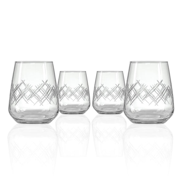 Rolf Glass Argyle 15.75oz Stemless Wine Tumbler Glass set of 4