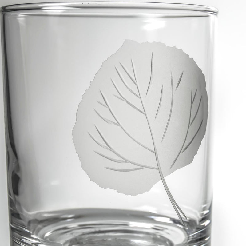 Rolf Glass Aspen Leaf 13oz Double Old Fashioned Whiskey Cocktail Glass