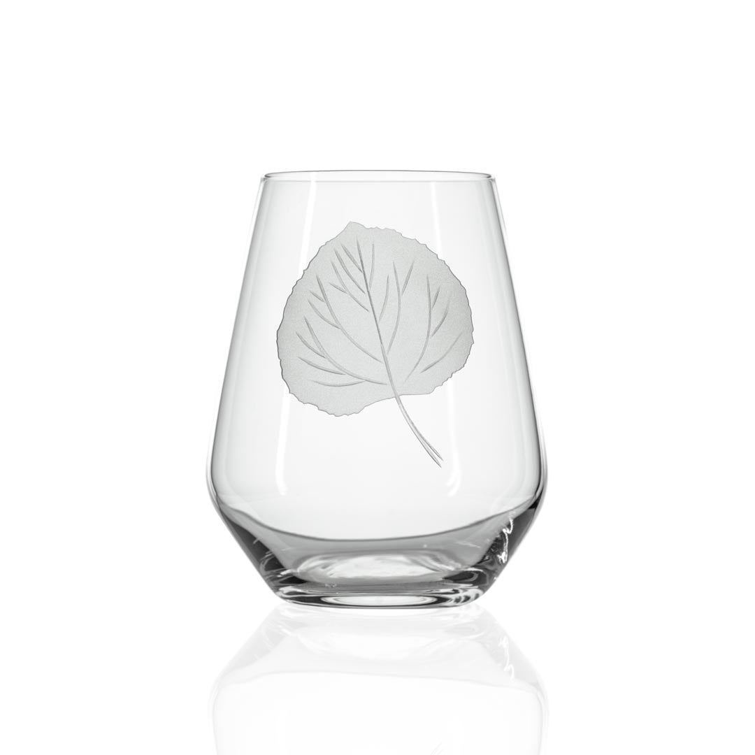 Aspen Leaf 18oz Stemless Wine Tumbler Glass | Set of 4