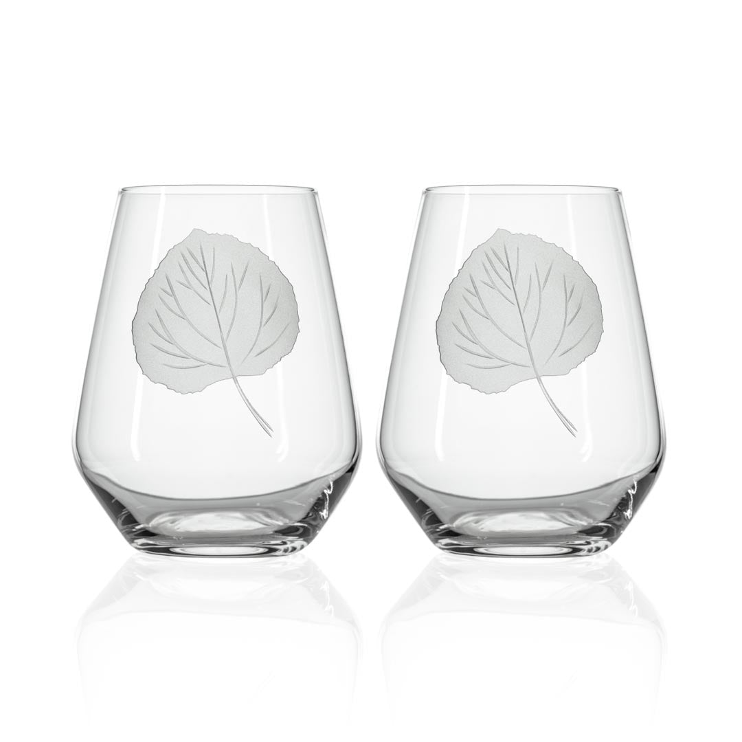 Aspen Leaf 18oz Stemless Wine Tumbler Glass | Set of 4 - Thumbnail 4