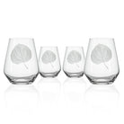 Rolf Glass Aspen Leaf 18oz Stemless Wine Tumbler Glass set of 4