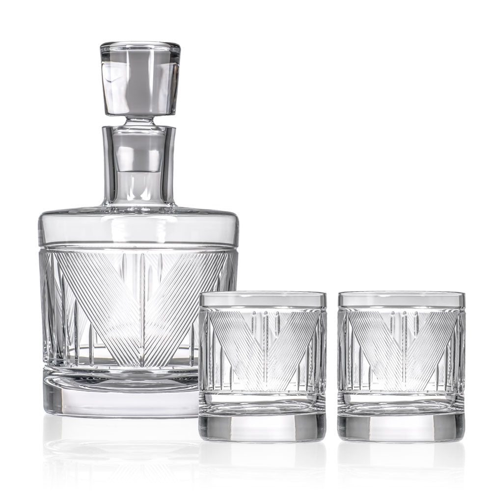 Bleecker Street 3 Piece Gift Set | Whiskey Decanter and Rocks Glasses