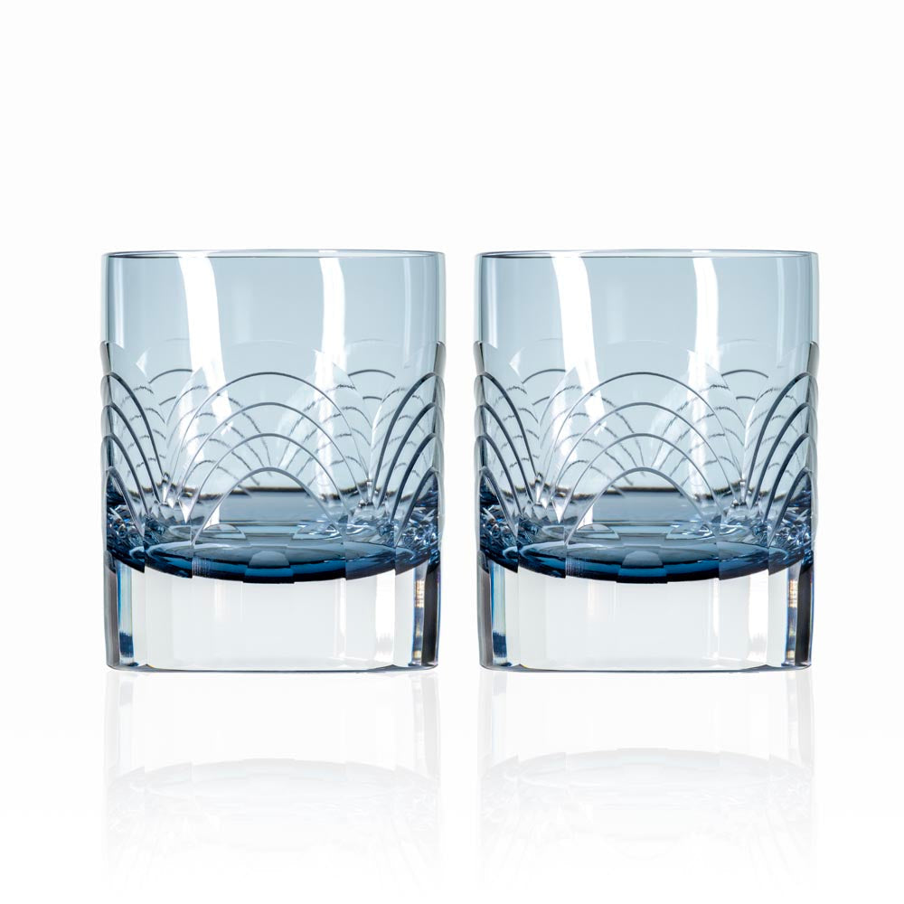 Cascades Blue 7oz On the Rocks Whiskey Glass Set of 2 - Thumbnail 2