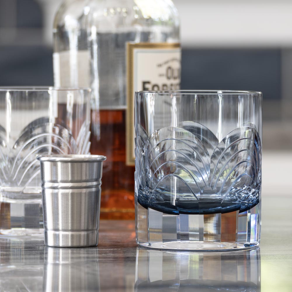 Rolf Glass Cascades Blue 7oz On the Rocks Whiskey Glass
