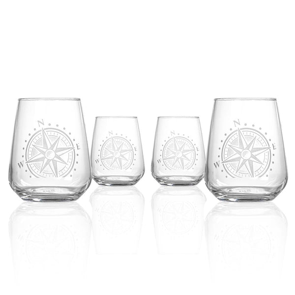 Rolf Glass Compass Star 15.75oz Stemless Wine Tumbler Glass