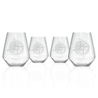 Rolf Glass Compass Star 18oz Stemless Wine Glass set of 4