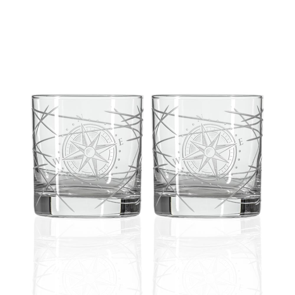 Compass Star Longitude 10oz On the Rocks Whiskey Glass Set of 2 - Thumbnail 2