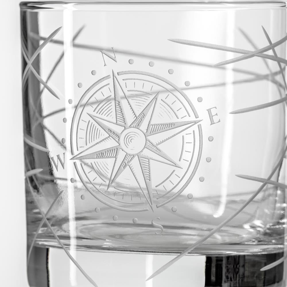 Compass Star Longitude 10oz On the Rocks Whiskey Glass Set of 2 - Thumbnail 5