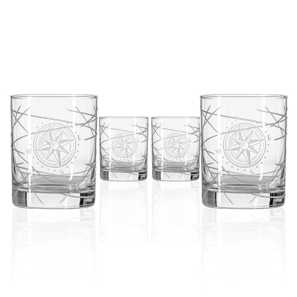Compass Star Longitude 13oz Double Old Fashioned Whiskey Glass Set of 4