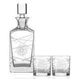 Rolf Glass Compass Star Longitude 3 piece whiskey decanter set