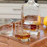 Rolf Glass Compass Star Longitude 3 piece whiskey decanter set