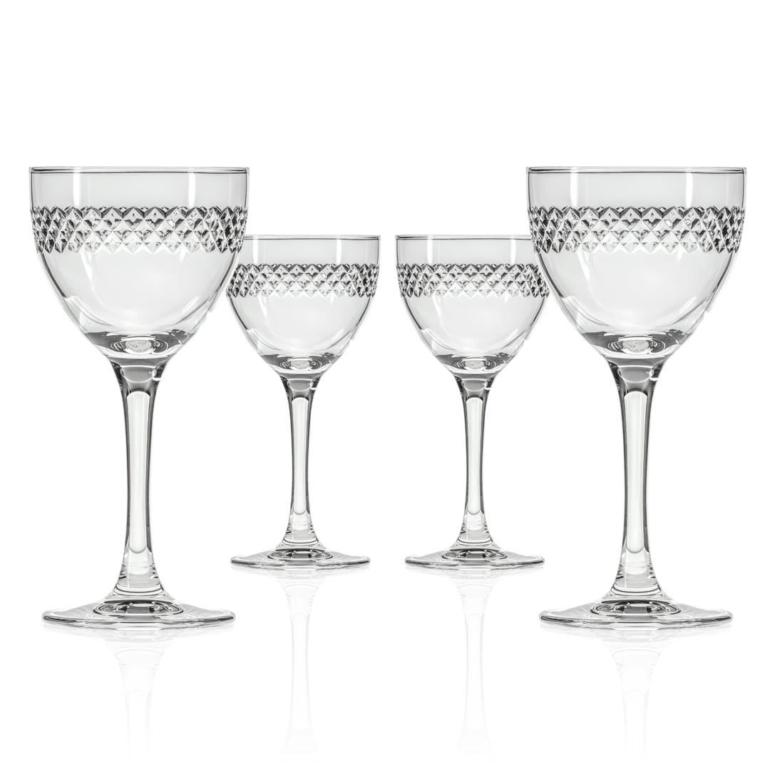 Rolf Glass Diamond 5oz Nic & Nora Classic Cocktail Glass Set of 4