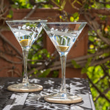Rolf Glass Dragonfly 10oz Martini Cocktail Glass on the patio