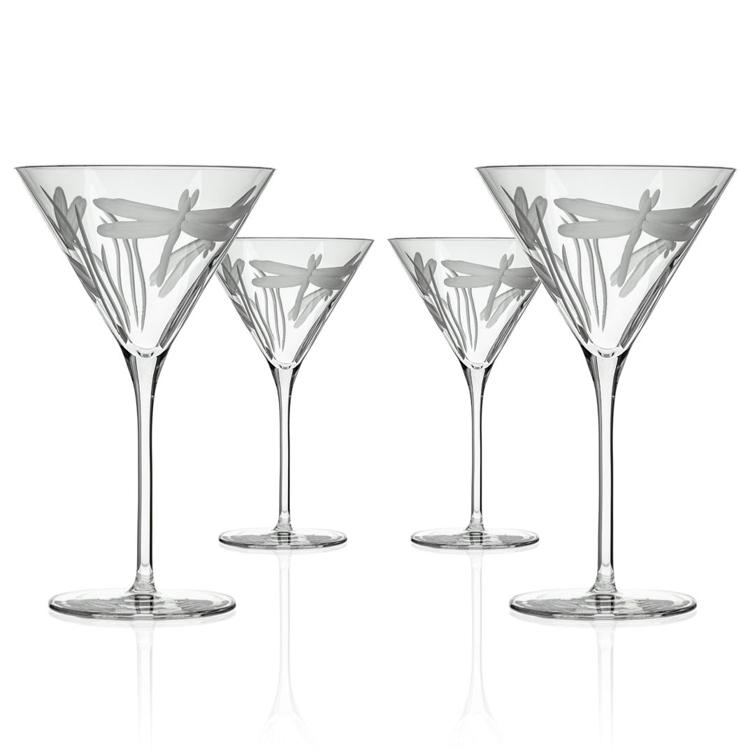 Rolf Glass Dragonfly 10oz Martini Cocktail Glass set of 4