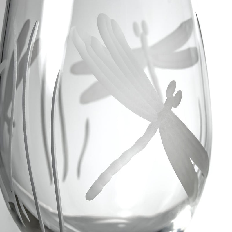 Rolf Glass Dragonfly 12oz White Wine Glass detailed engraving