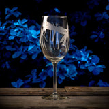 Rolf Glass Dragonfly 12oz White Wine Glass detailed engraving outdoor evening