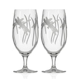 Rolf Glass Dragonfly 16oz Footed Iced Tea Glass white background front view set of 2