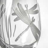 Rolf Glass Dragonfly All Purpose Wine Glass detailed engraving of dragonfly