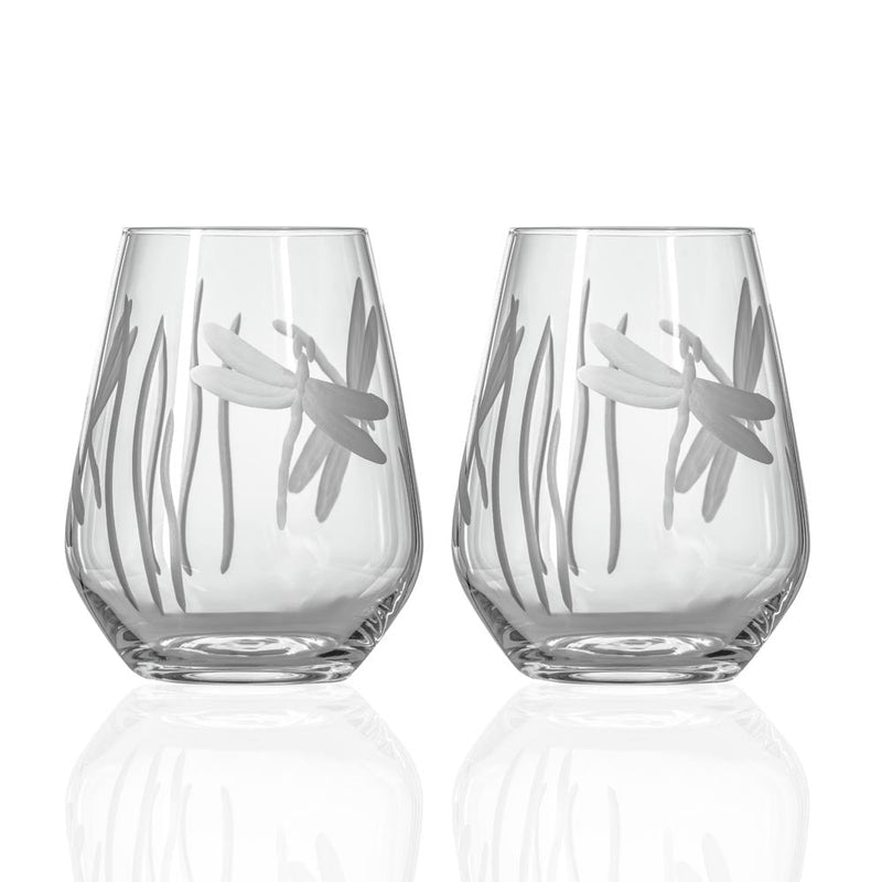 Rolf Glass Dragonfly 18oz Stemless Wine Tumbler Glass
