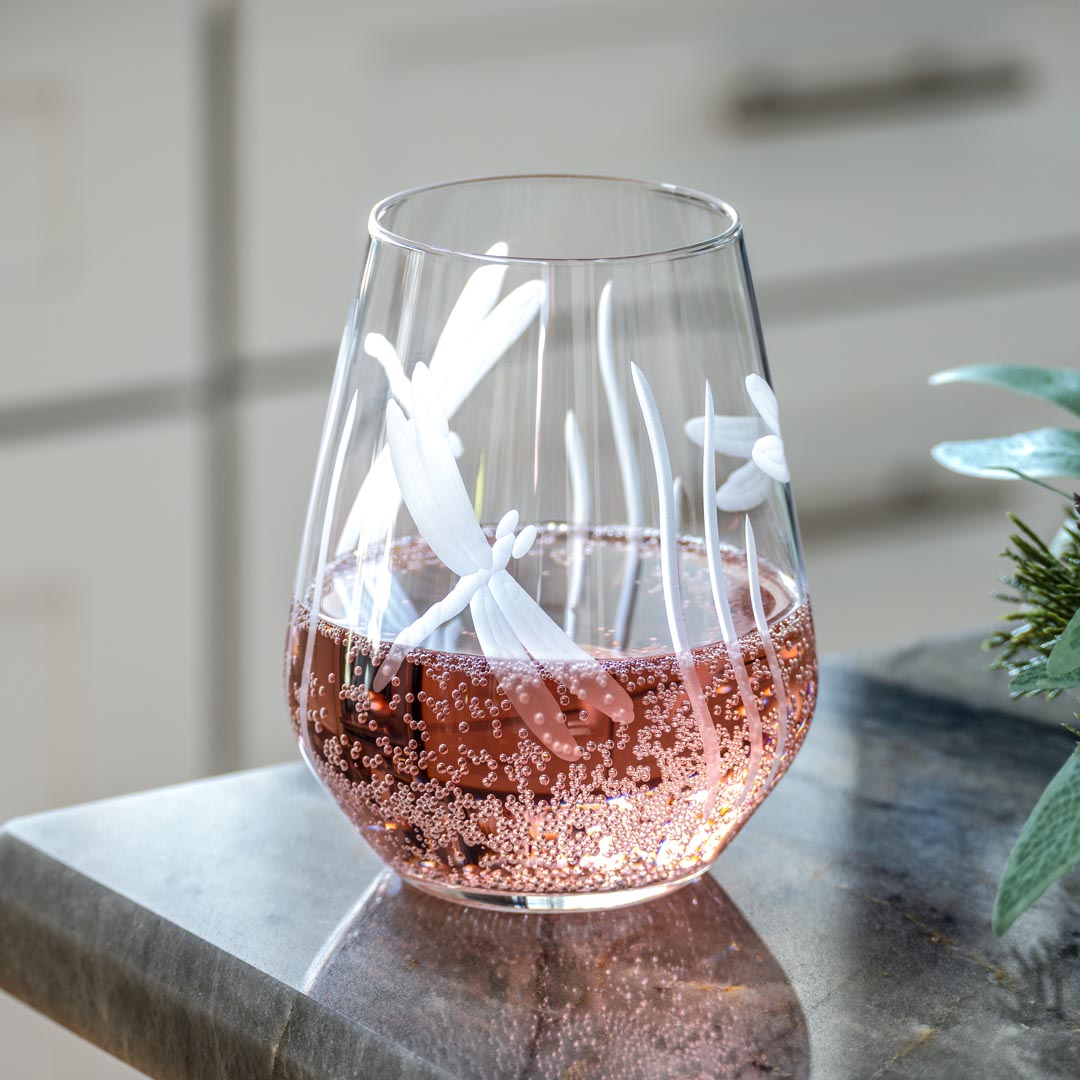 Rolf Glass Dragonfly 18oz Stemless Wine Tumbler Glass