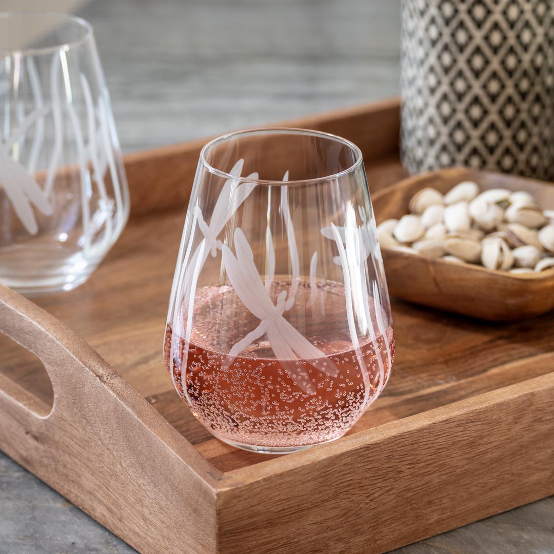 Rolf Glass Dragonfly 18oz Stemless Wine Tumbler Glass