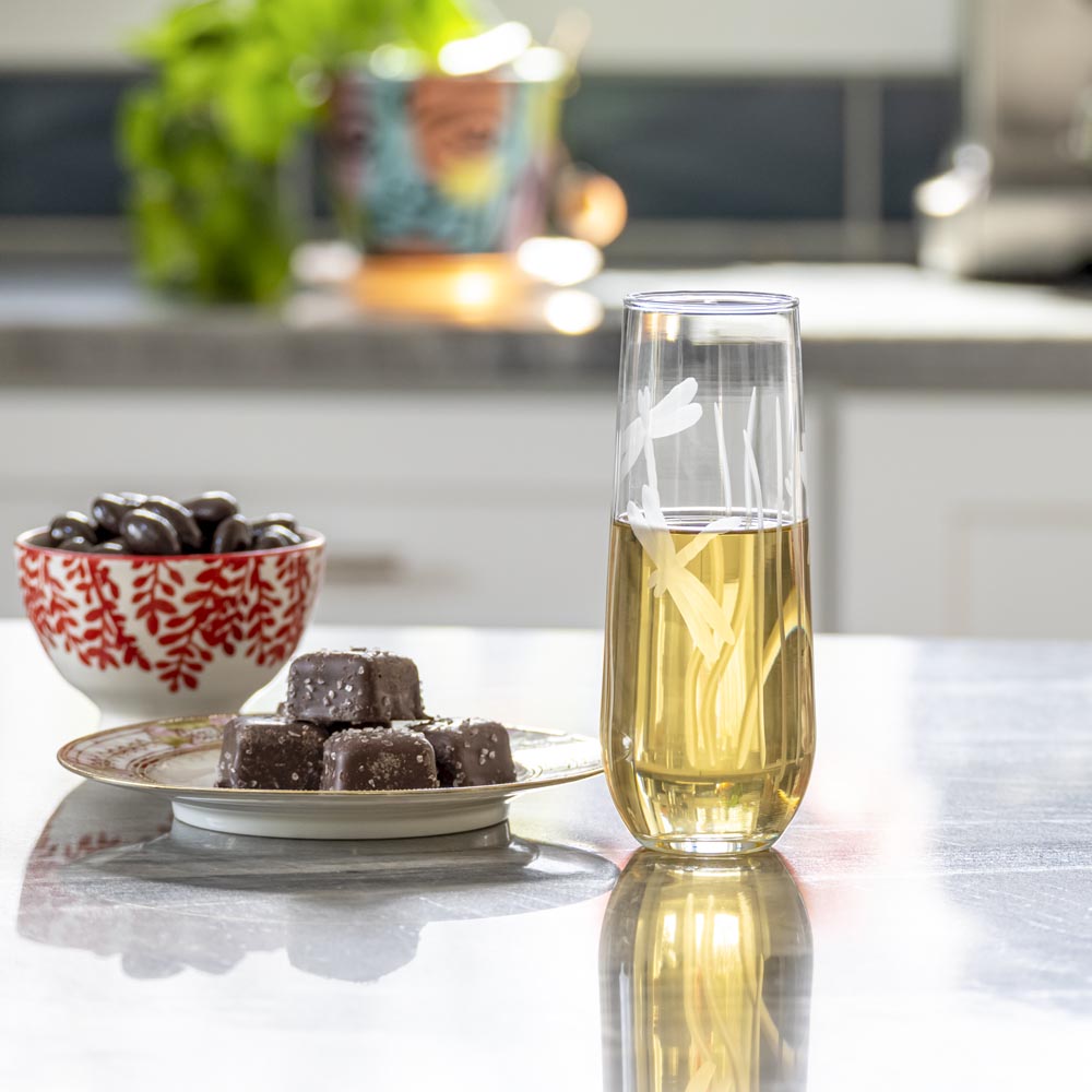 Dragonfly 8.5oz Stemless Champagne Flute | Set of 2 – Rolf Glass