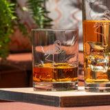 Rolf Glass Flamingo Double Old Fashioned Glass on an outdoor patio