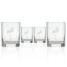 Rolf Glass Flamingo Double Old Fashioned Glass Set of 4
