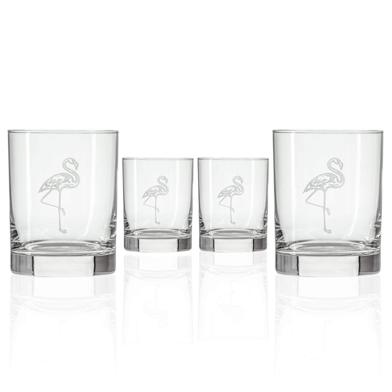 Rolf Glass Flamingo Double Old Fashioned Glass Set of 4