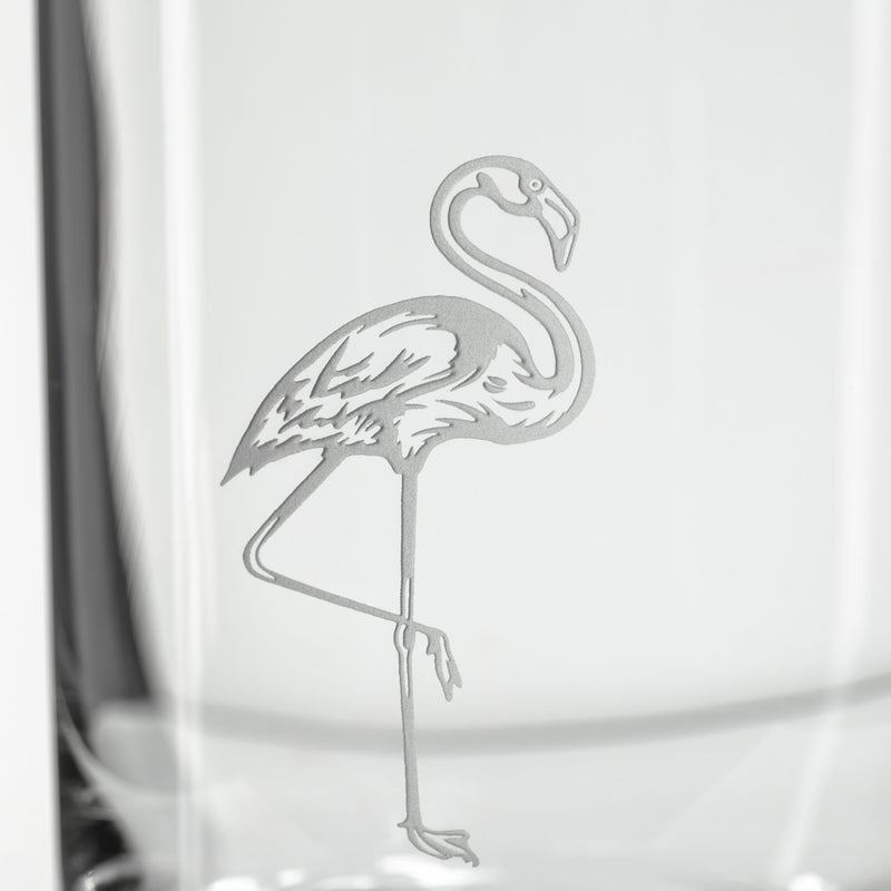 Rolf Glass Flamingo Double Old Fashioned Glass detailed engraving
