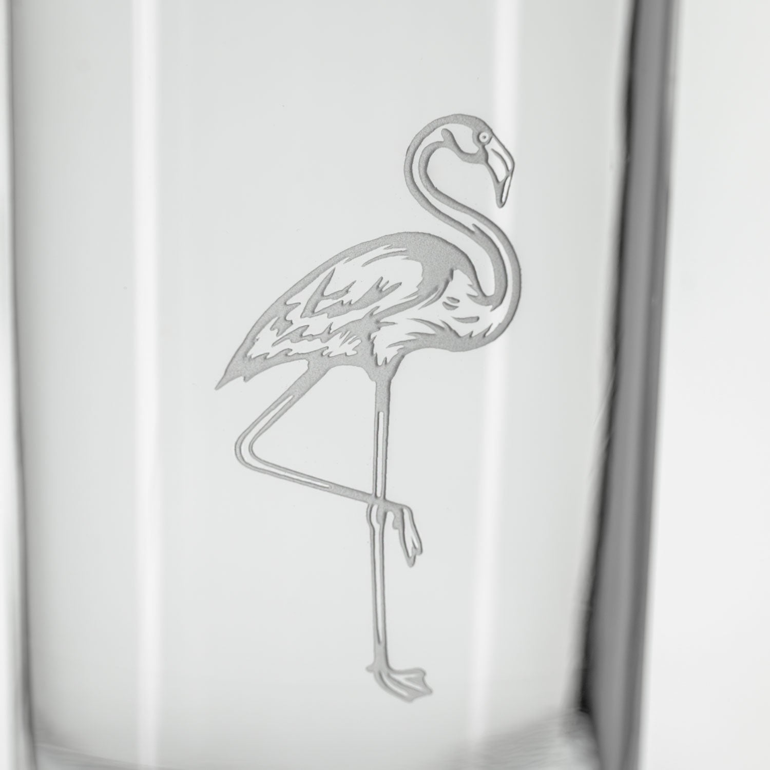Rolf Glass Flamingo Cooler Highball Glass close up of sand engraving