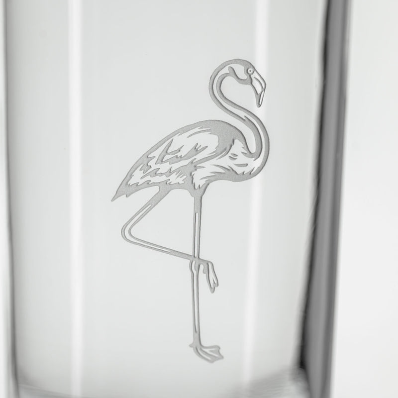 Rolf Glass Flamingo Cooler Highball Glass close up of sand engraving