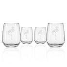 Rolf Glass Flamingo Stemless Wine Glass Set of 4