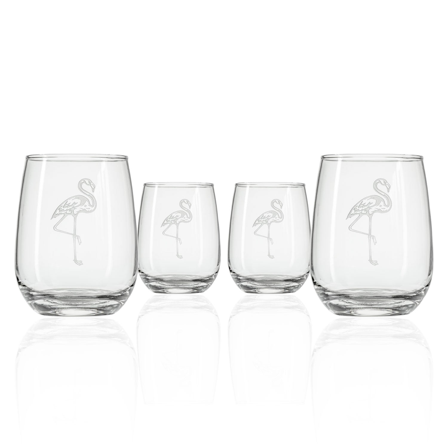 Rolf Glass Flamingo Stemless Wine Glass Set of 4
