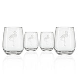 Rolf Glass Flamingo Stemless Wine Glass Set of 4