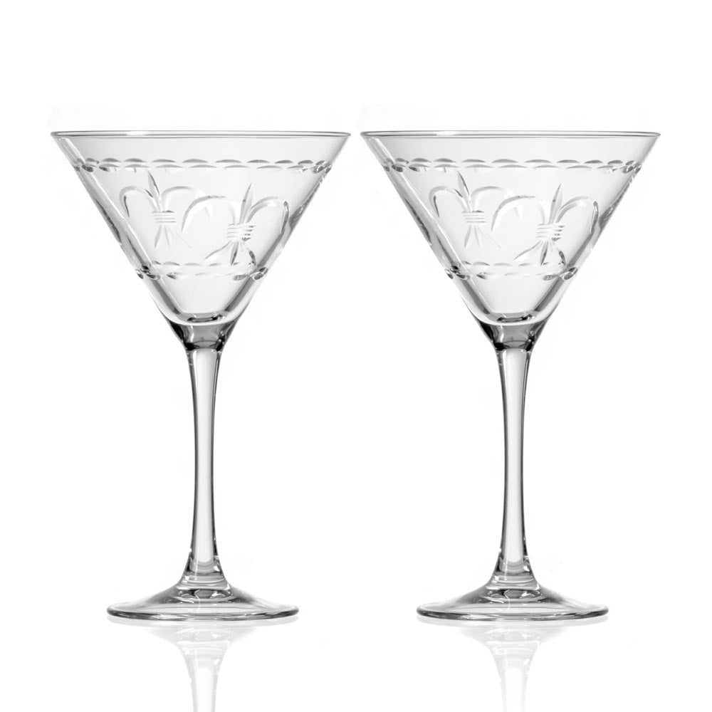 Fleur De Lis 10oz Martini Cocktail Glass | Set of 2