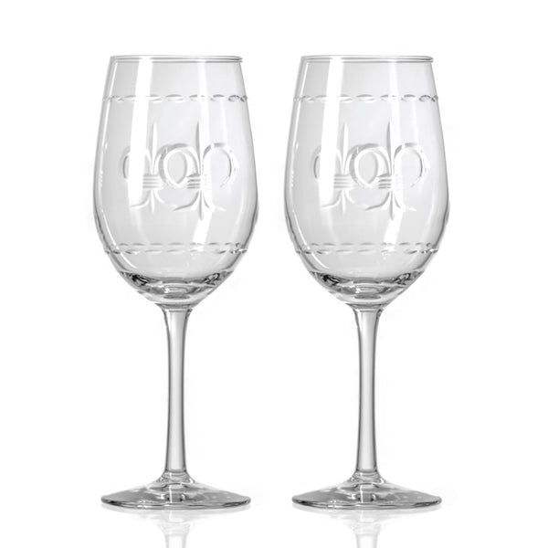 Rolf Glass Fleur de lis 12oz White Wine Glass set of 2