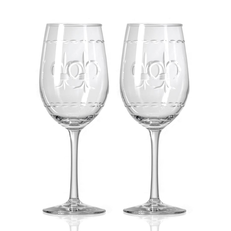 Rolf Glass Fleur de lis 12oz White Wine Glass set of 2