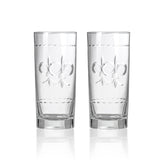 Rolf Glass Fleur de Lis 15oz Cooler Highball Cocktail Glass set of 2