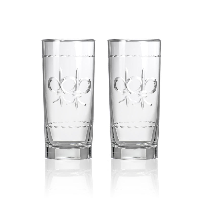 Rolf Glass Fleur de Lis 15oz Cooler Highball Cocktail Glass set of 2