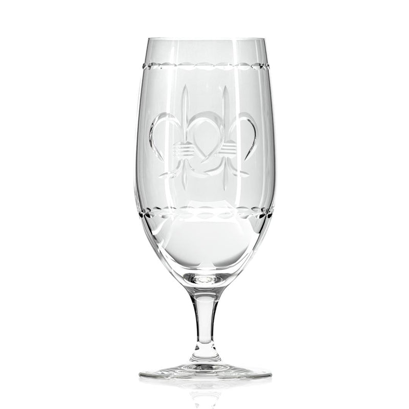 Rolf Glass Fleur De Lis 16oz Footed Iced Tea Glass front view on a white background