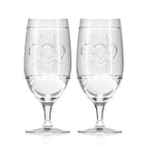 Rolf Glass Fleur De Lis 16oz Footed Iced Tea Glass set of 2 front view on a white background