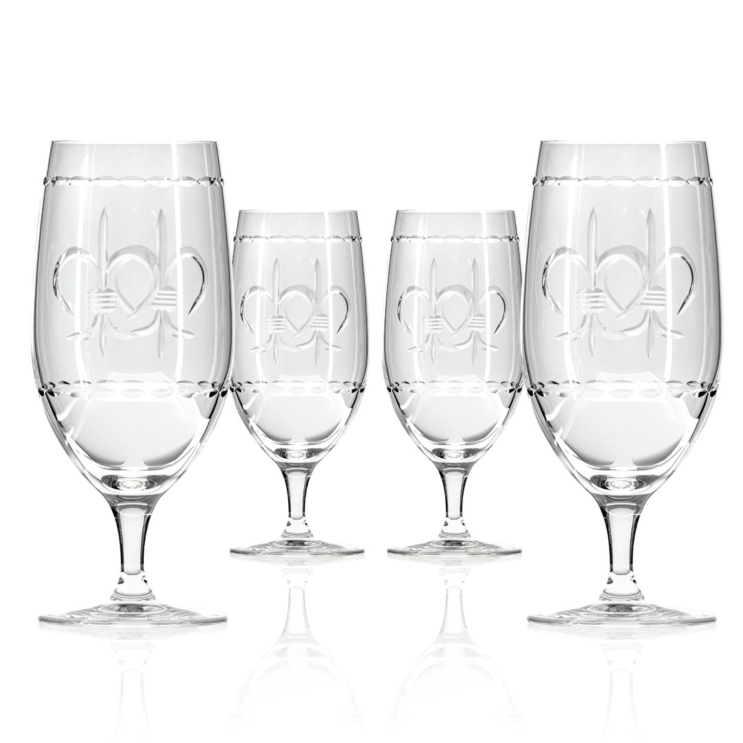 Fleur De Lis 16oz Footed Iced Tea Glass | Set of 4