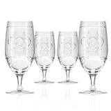Rolf Glass Fleur De Lis 16oz Footed Iced Tea Glass set of 4 front view on a white background