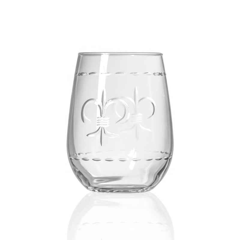 Rolf Glass Fleur De Lis 17oz Stemless Wine Tumbler Glass